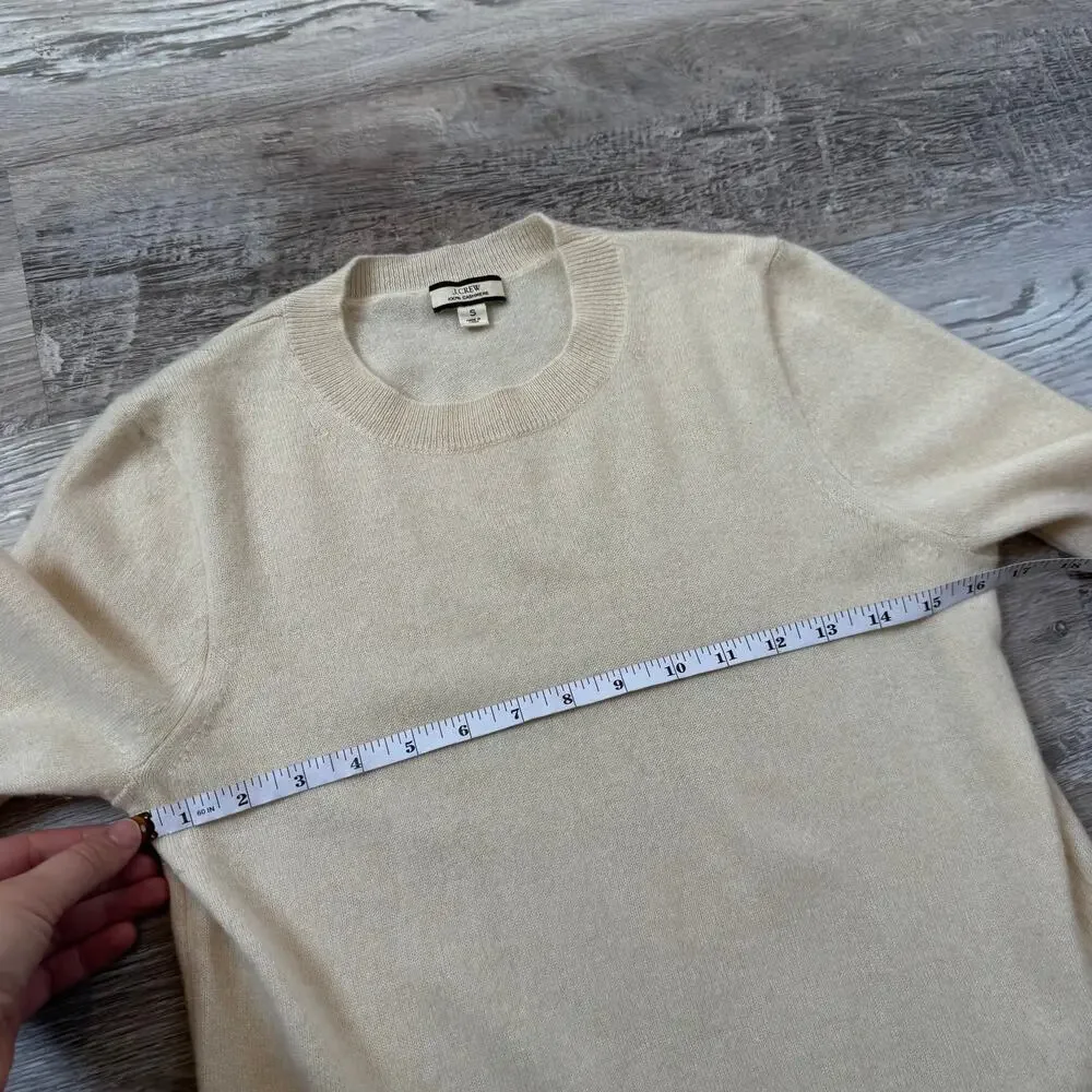 J.Crew 100% Cashmere Cream Sweater Crewneck Soft Luxury Minimalist Capsule Small